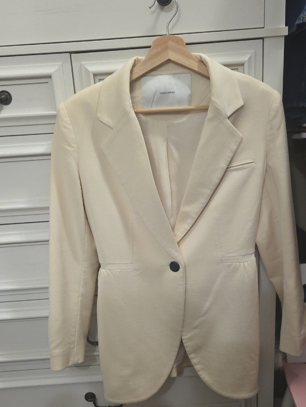 Adam Lippes Cream Single-Button Blazer